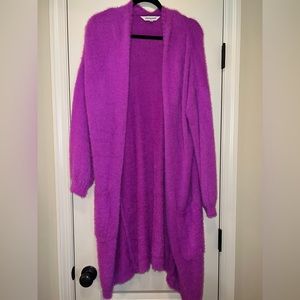 Magenta Fuzzy Duster Cardigan